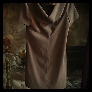 Flattering chocolate brown dress, comfortable!